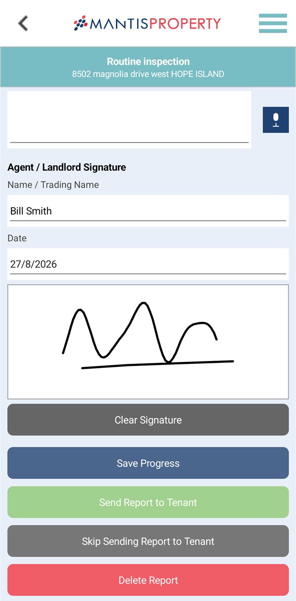 Mantis PM signature capture